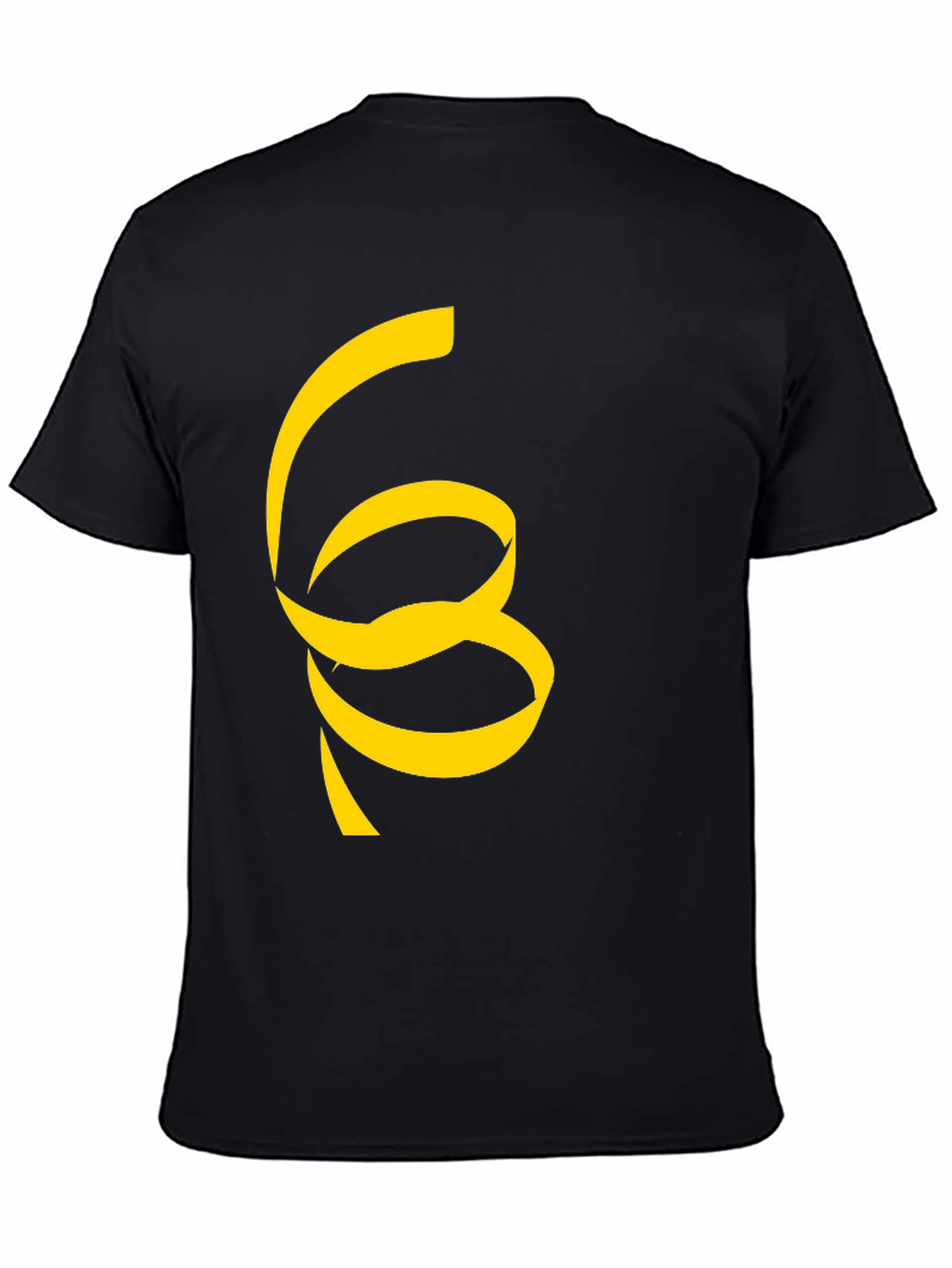 Black T-Shirt with Unique Yellow Ribbon Design