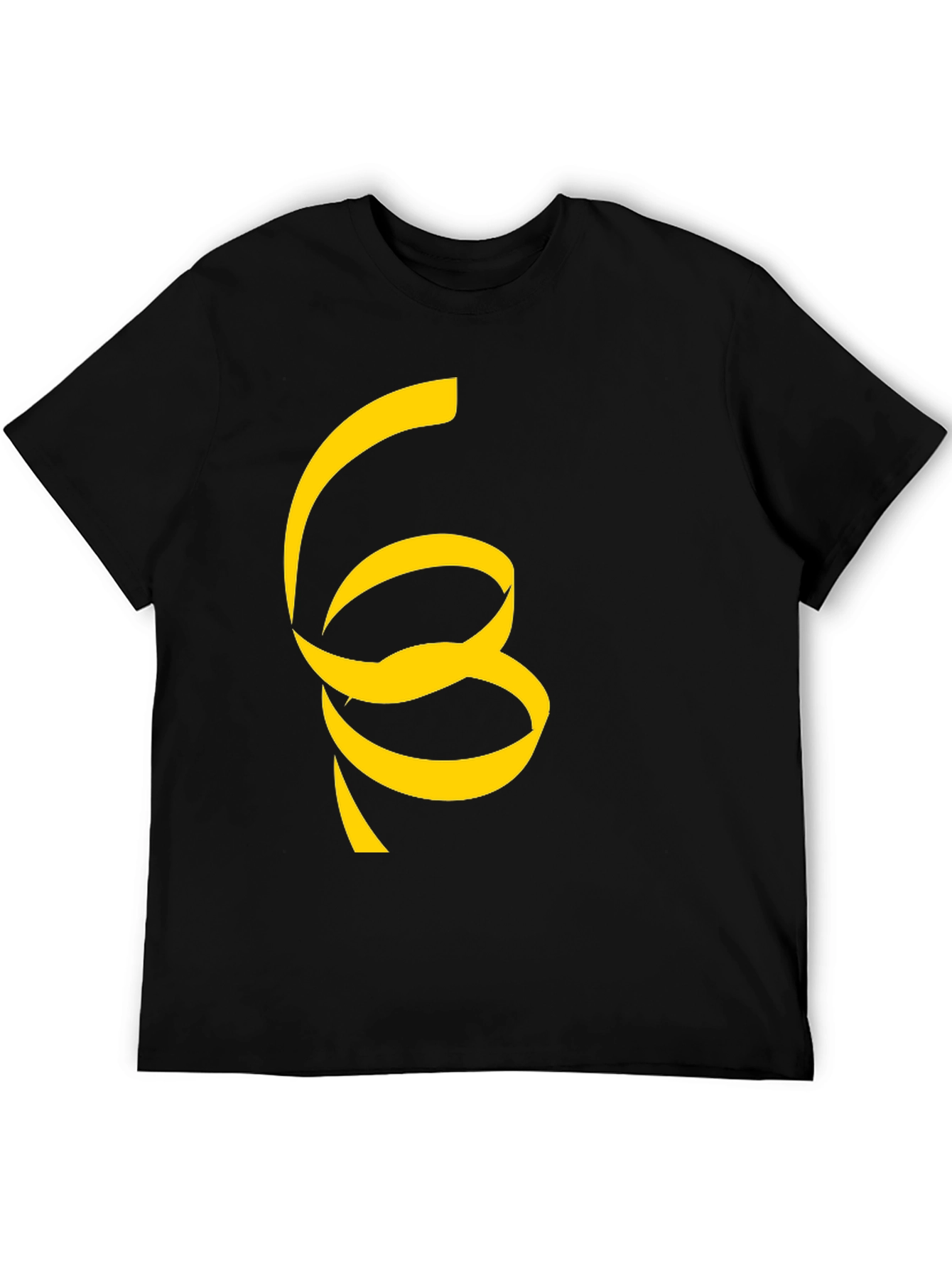 Black T-Shirt with Unique Yellow Ribbon Design