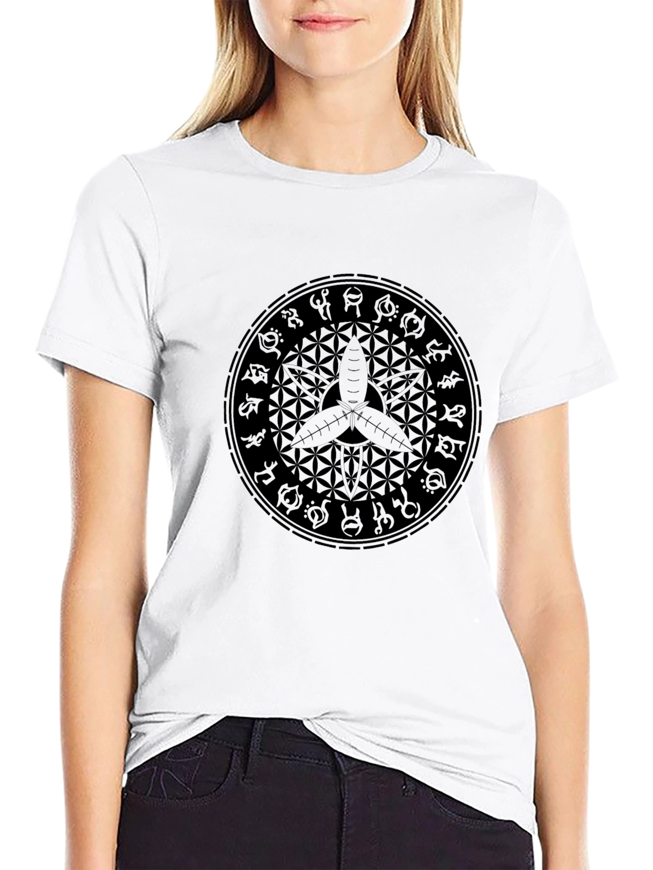 Geometric Graphic Print Black T-Shirt