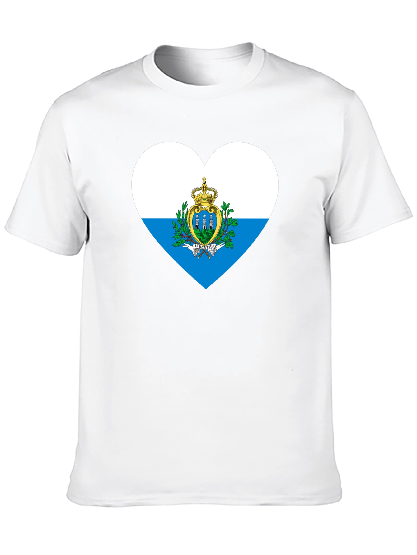 San Marino Flag Heart Black T-Shirt