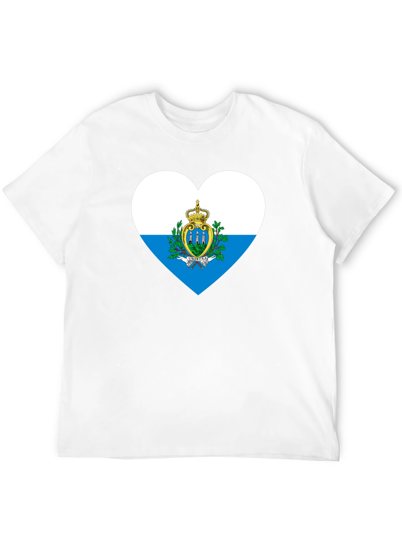 San Marino Flag Heart Black T-Shirt
