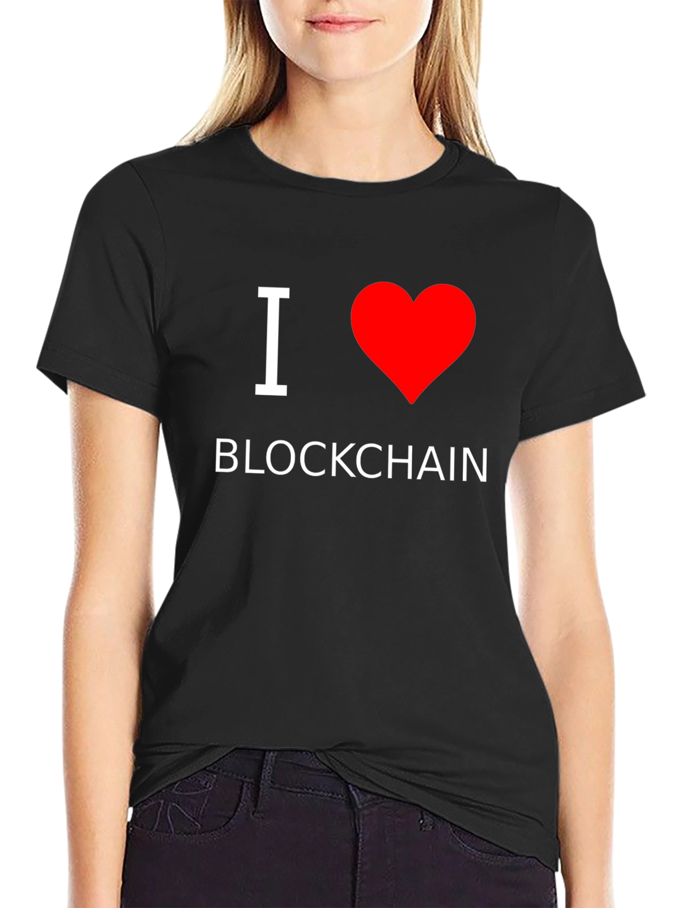 I Heart Blockchain Black T-Shirt