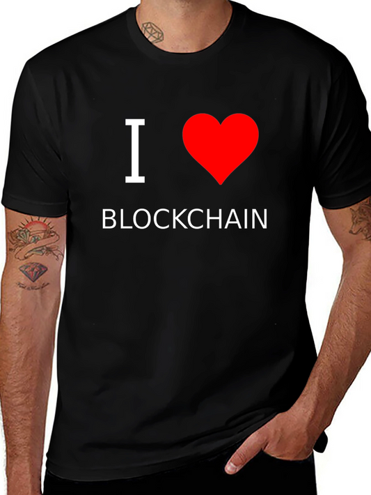 I Heart Blockchain Black T-Shirt