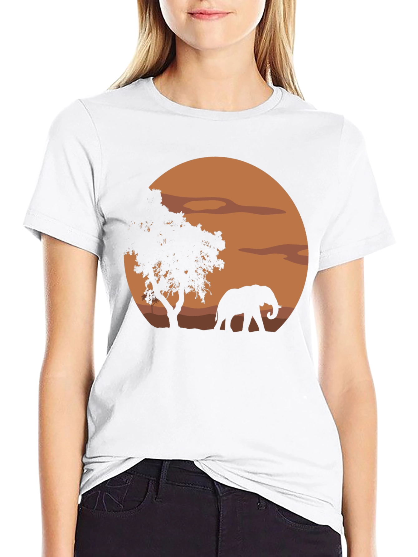African Sunset Elephant Graphic T-Shirt