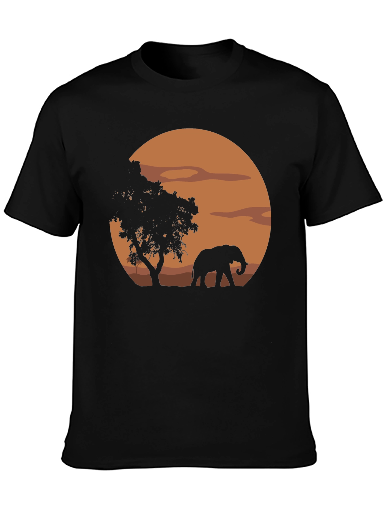 African Sunset Elephant Graphic T-Shirt