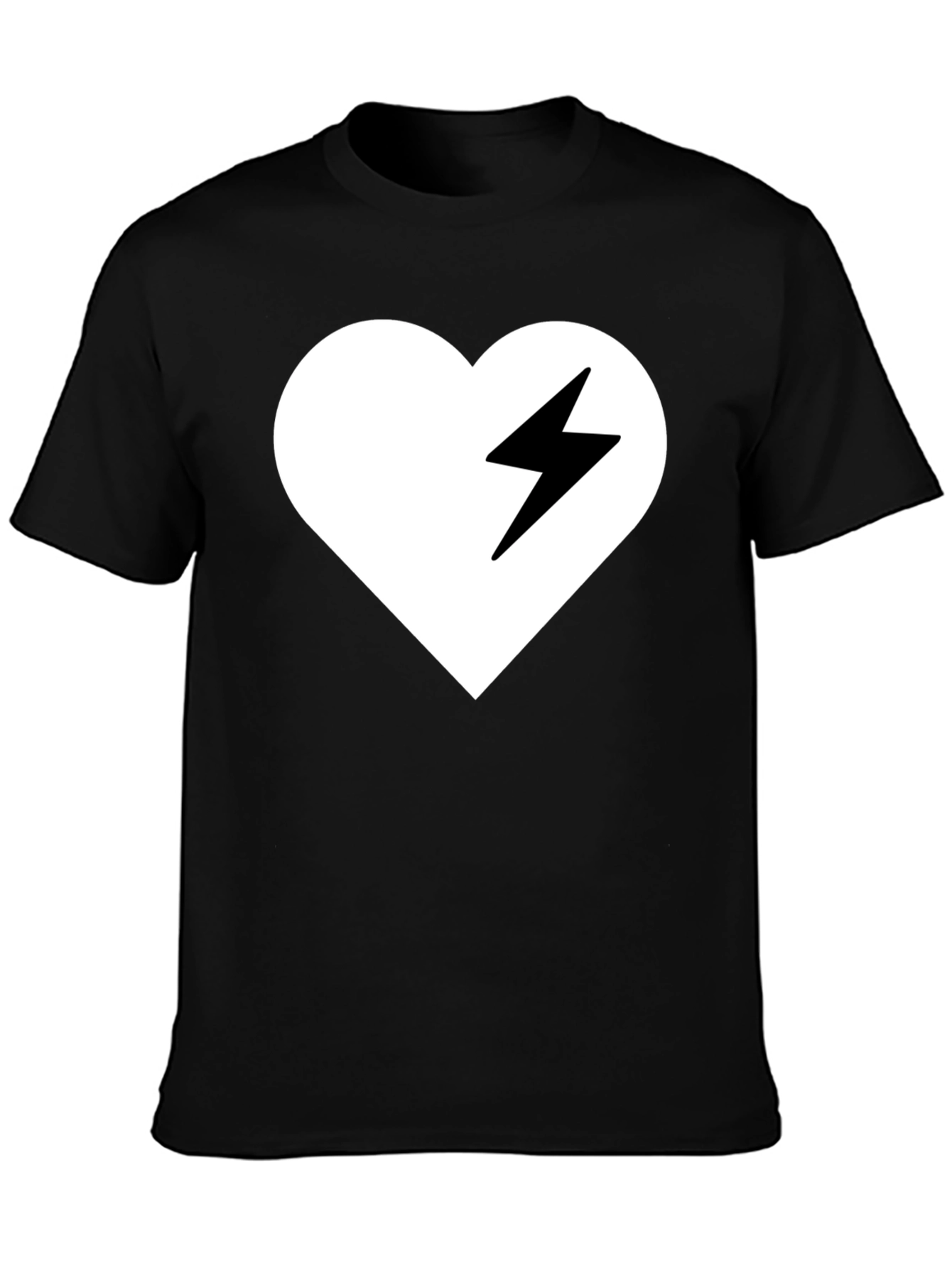 Heart Lightning Bolt Graphic Tee - Stylish Black T-Shirt