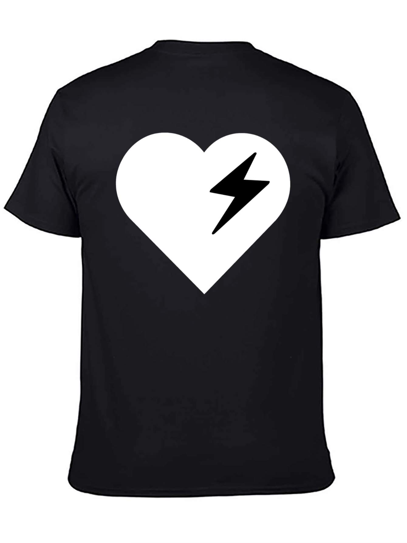 Heart Lightning Bolt Graphic Tee - Stylish Black T-Shirt