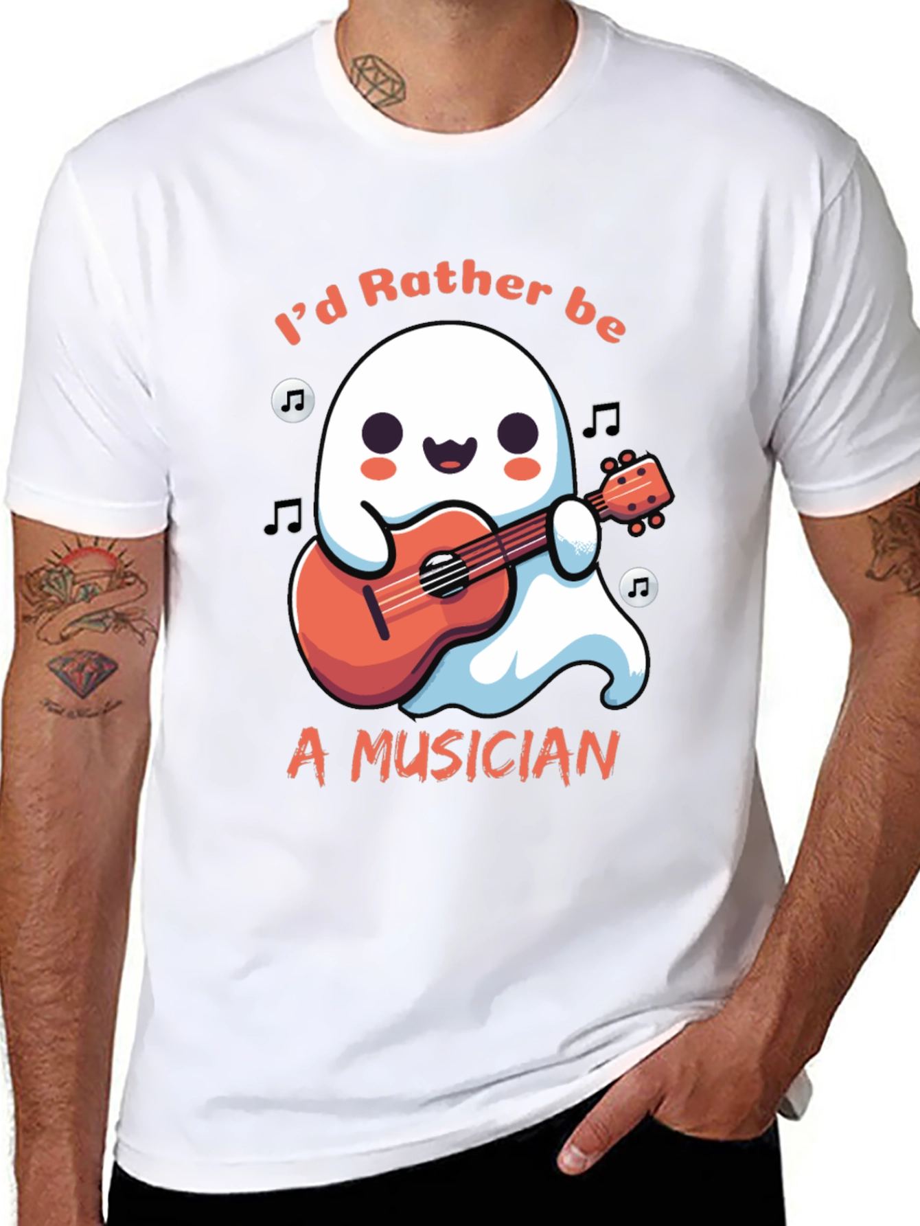 Ghost Musician T-Shirt: Id Rather Be Playing Guitar
