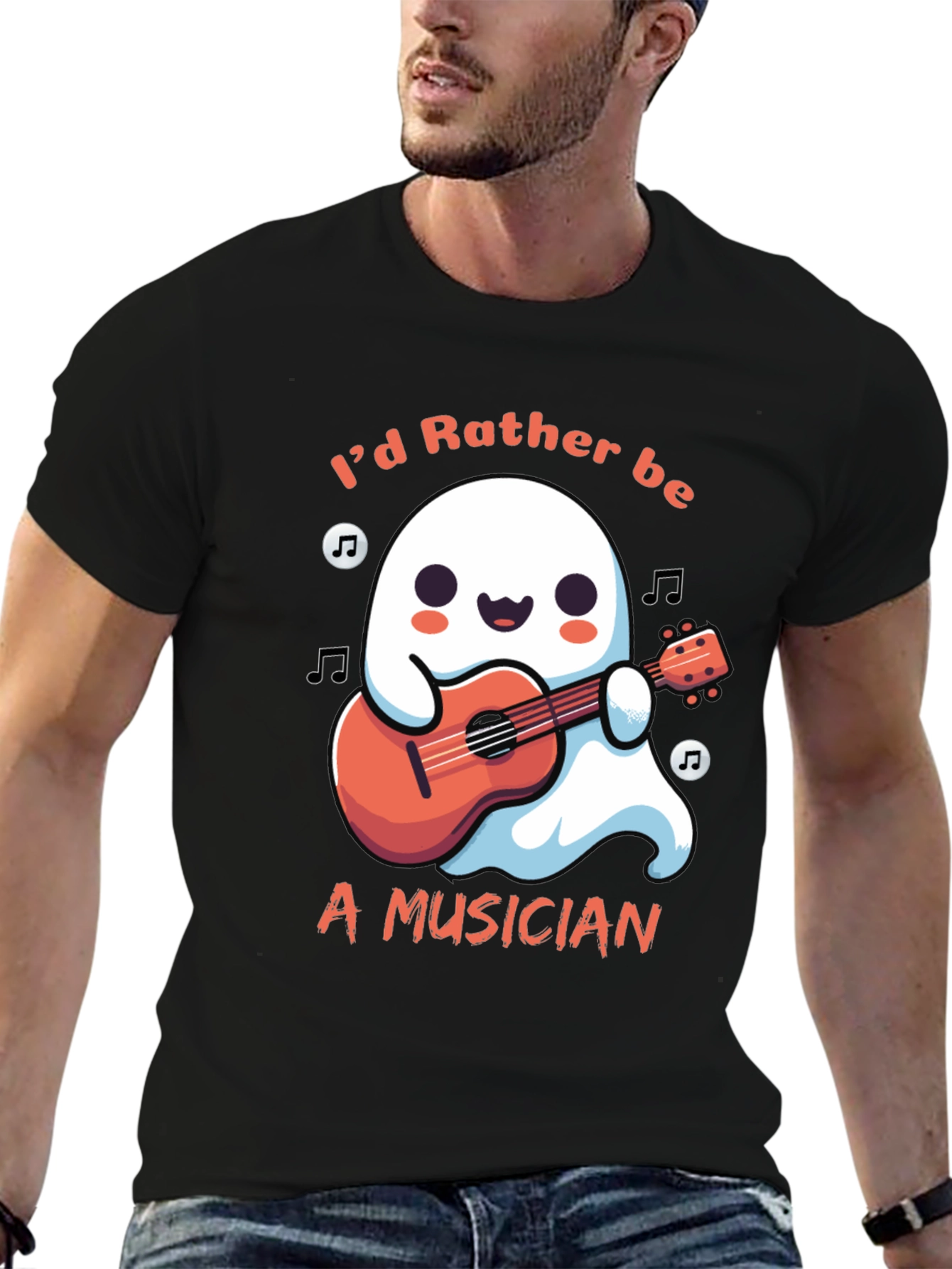 Ghost Musician T-Shirt: Id Rather Be Playing Guitar