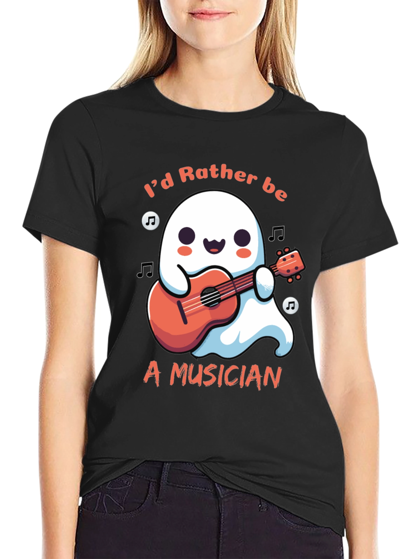 Ghost Musician T-Shirt: Id Rather Be Playing Guitar