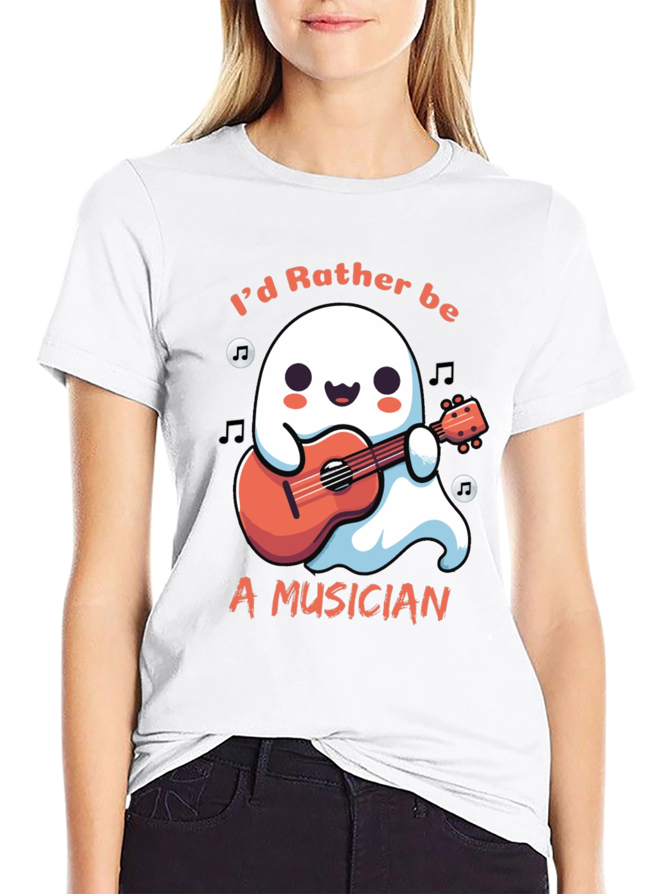 Ghost Musician T-Shirt: Id Rather Be Playing Guitar