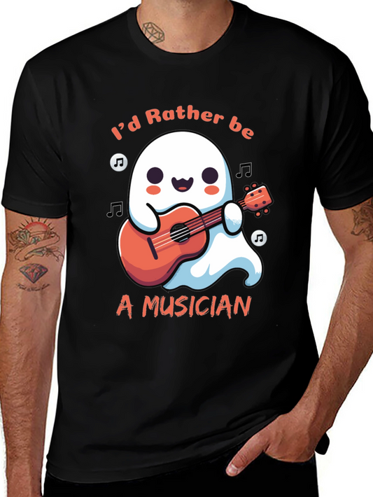 Ghost Musician T-Shirt: Id Rather Be Playing Guitar