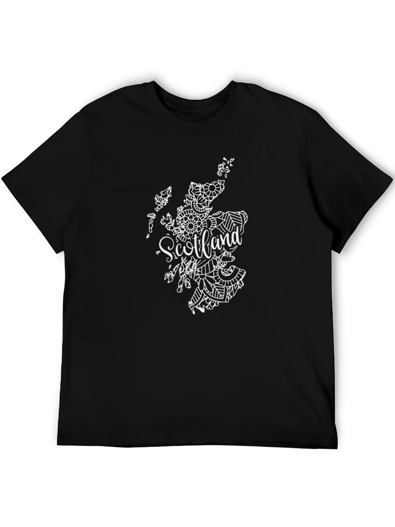 Scotland Map Graphic Print Black T-Shirt