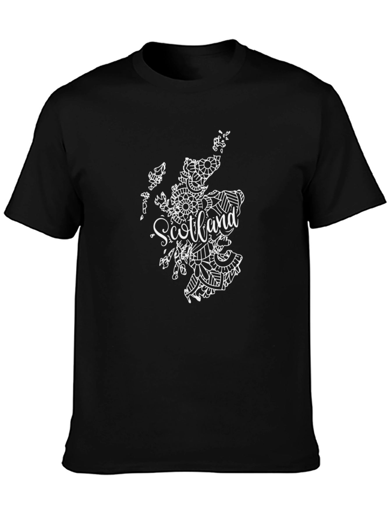 Scotland Map Graphic Print Black T-Shirt
