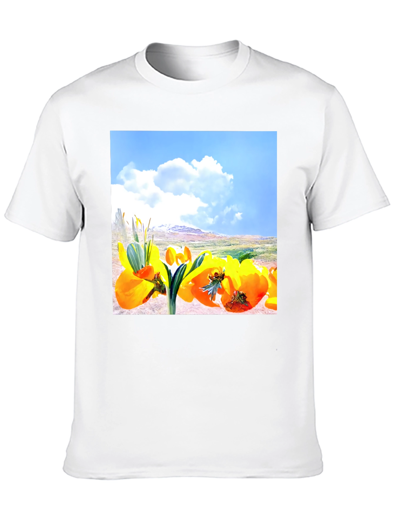 Floral Landscape Graphic Tee - Black Cotton Blend