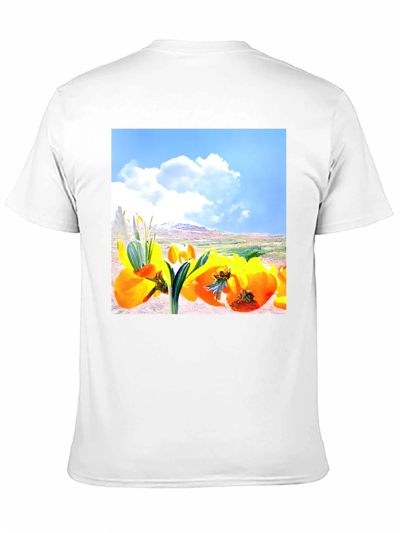 Floral Landscape Graphic Tee - Black Cotton Blend