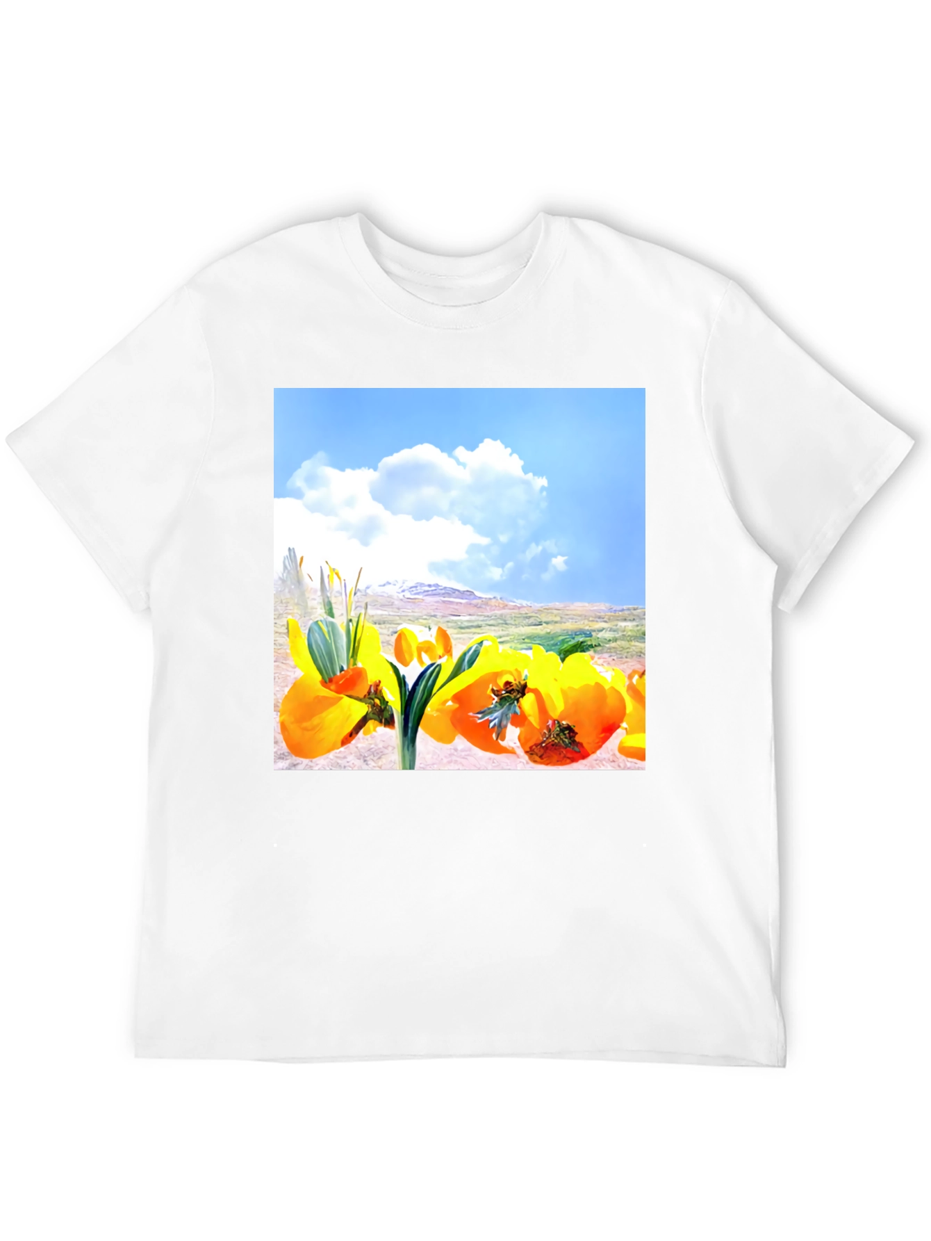 Floral Landscape Graphic Tee - Black Cotton Blend