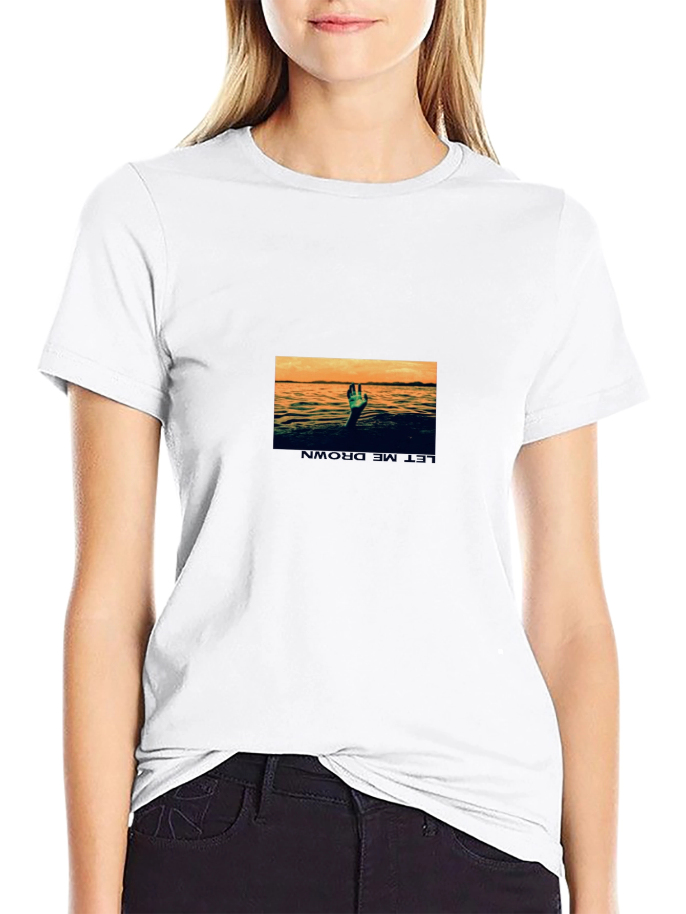 Drowning Hand Graphic Tee - Black Cotton Blend