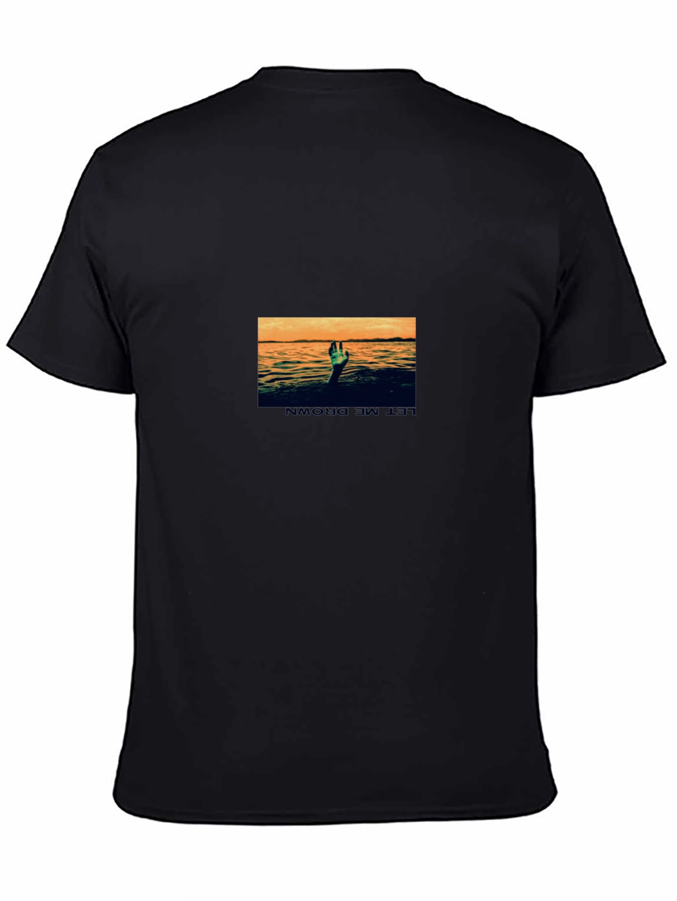Drowning Hand Graphic Tee - Black Cotton Blend