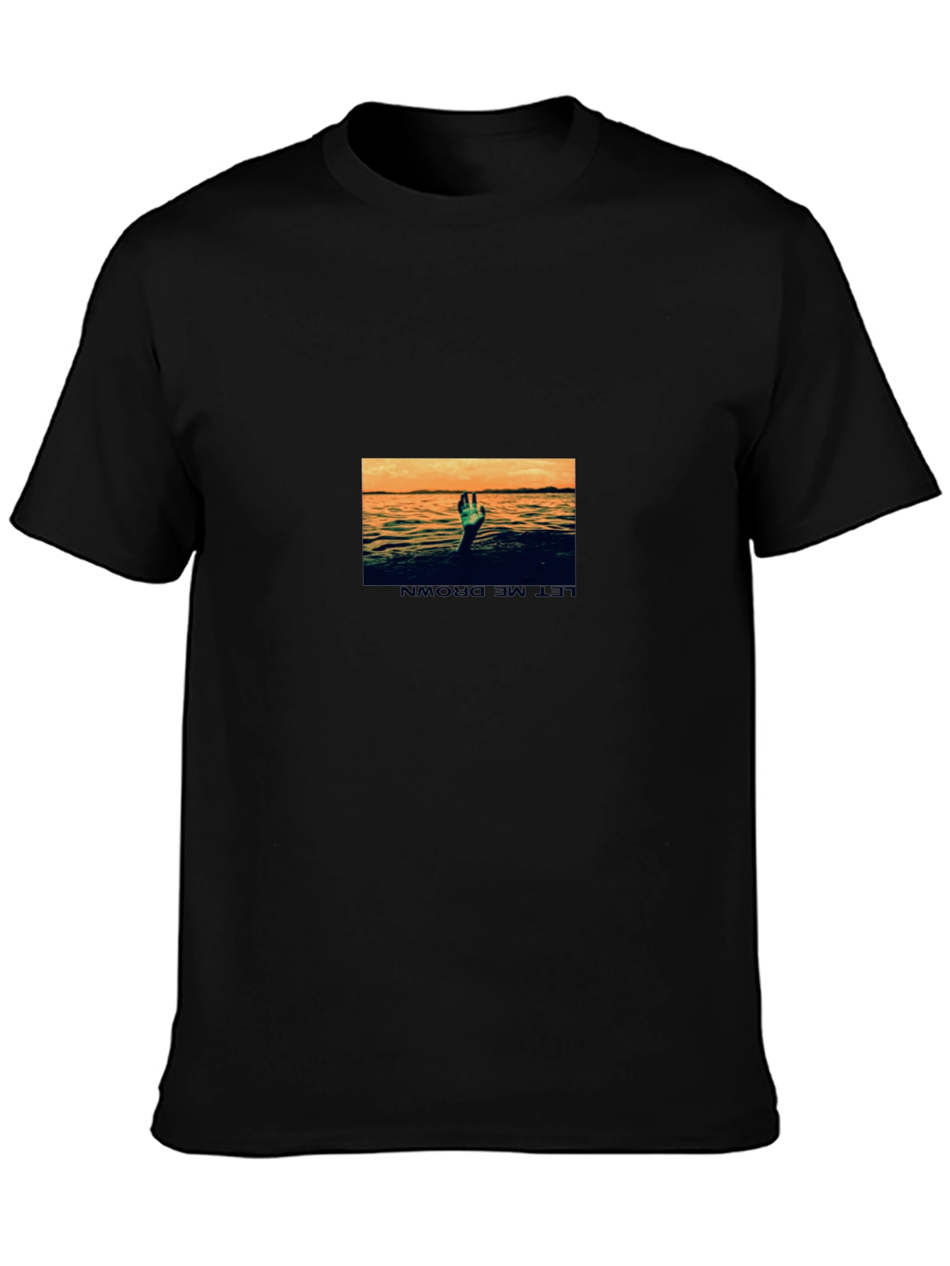 Drowning Hand Graphic Tee - Black Cotton Blend