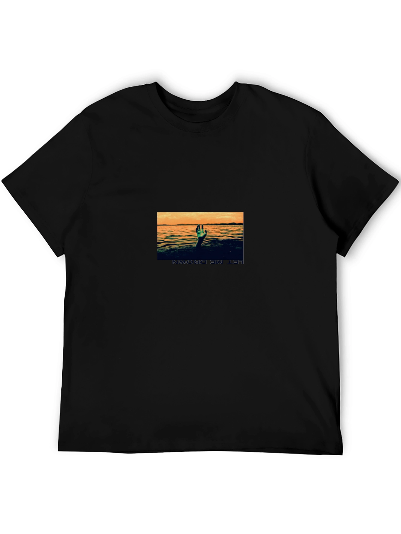Drowning Hand Graphic Tee - Black Cotton Blend