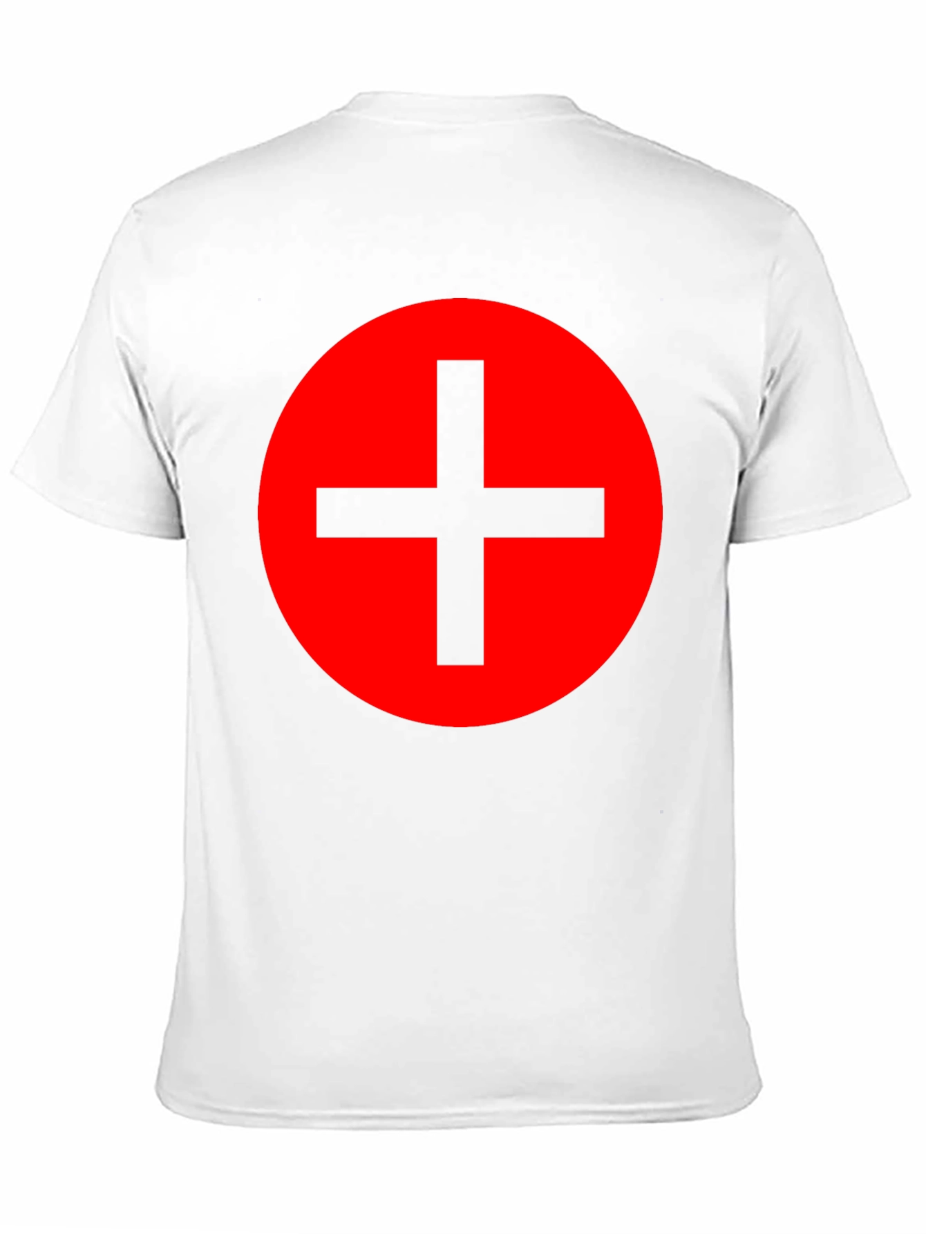 Red Circle Plus Sign Black T-Shirt