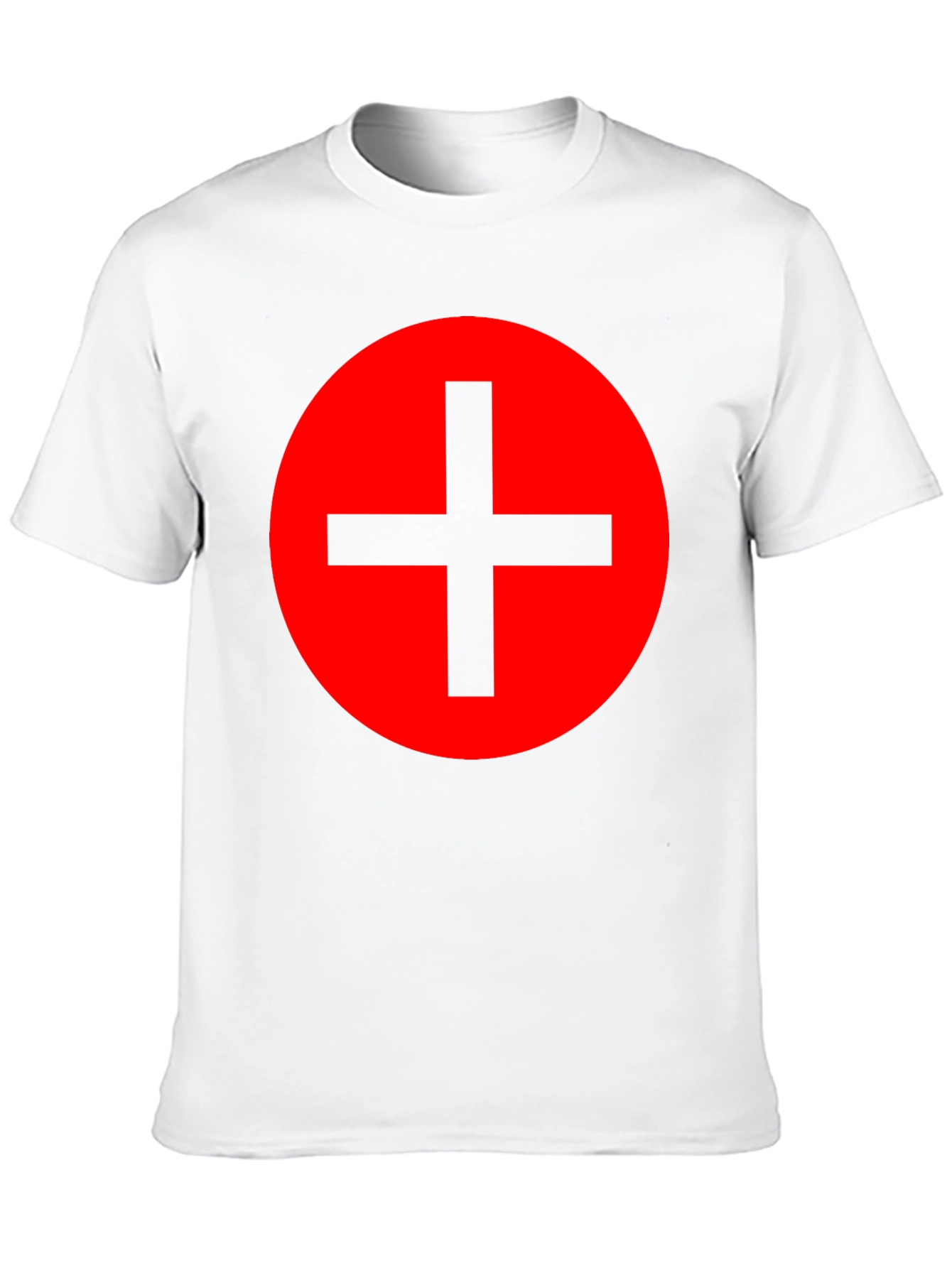 Red Circle Plus Sign Black T-Shirt