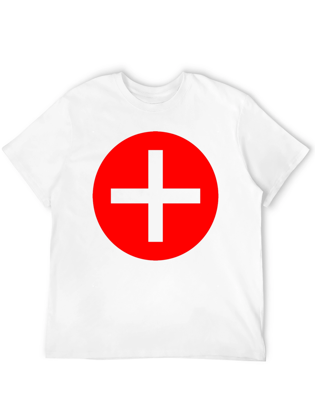 Red Circle Plus Sign Black T-Shirt