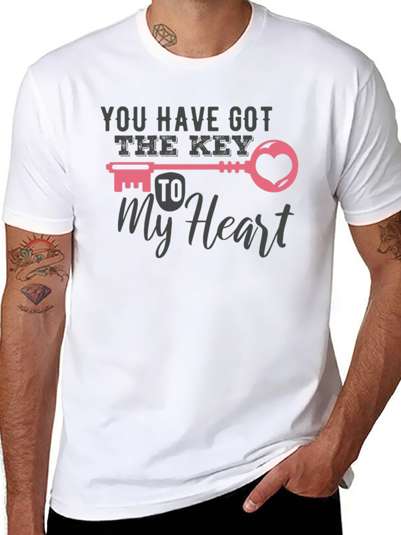 Key To My Heart Graphic Tee - Romantic Design