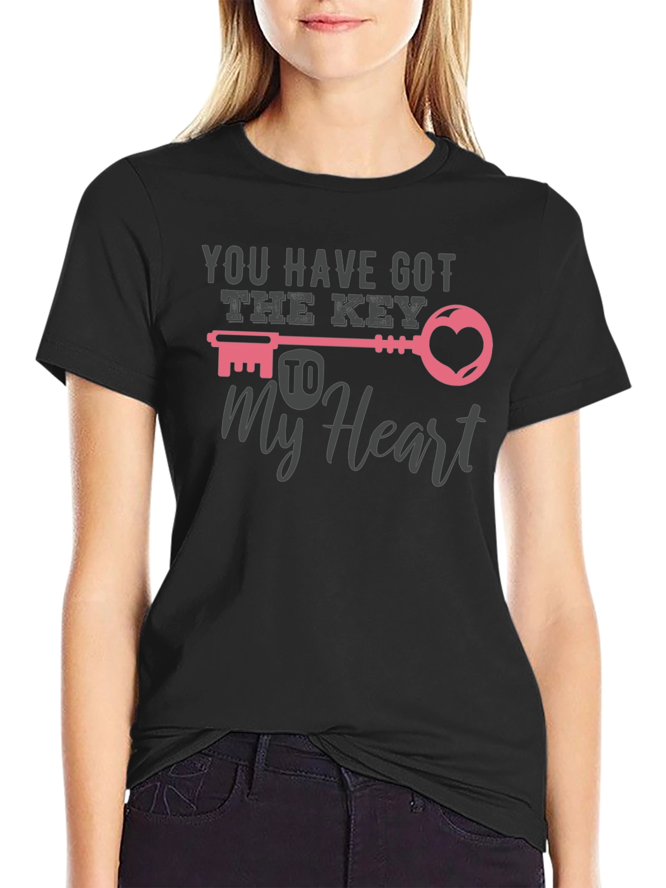 Key To My Heart Graphic Tee - Romantic Design