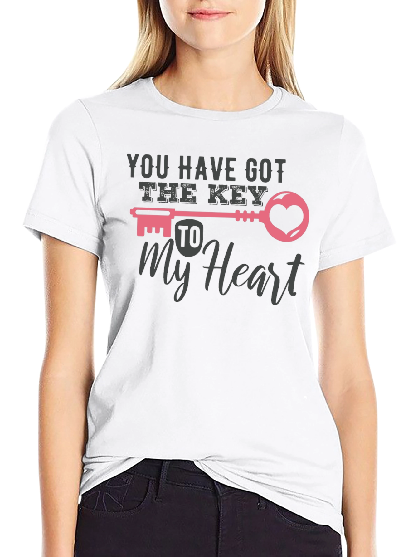 Key To My Heart Graphic Tee - Romantic Design