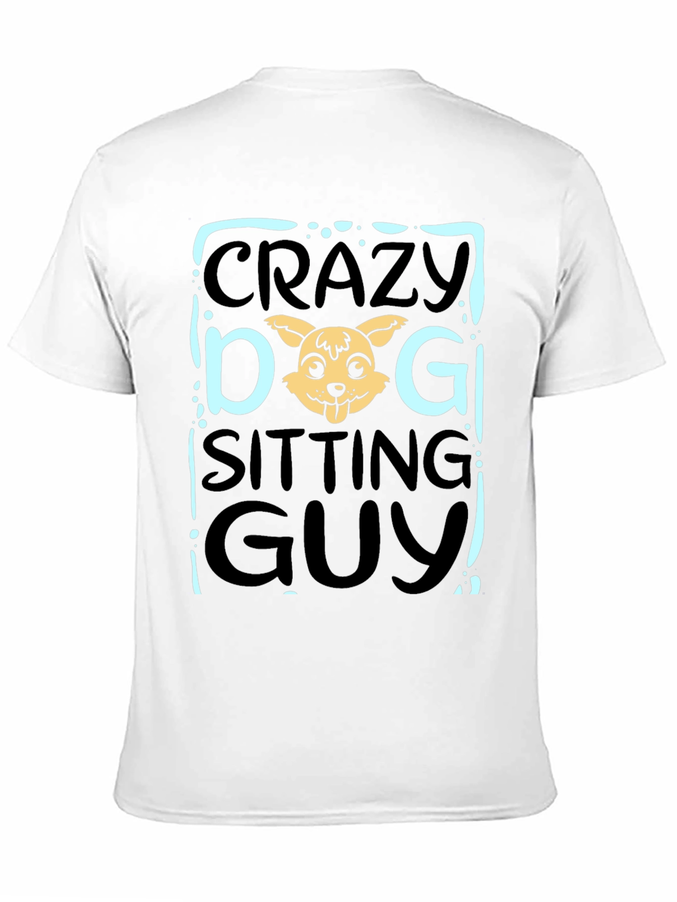 Crazy Dog Sitting Guy Black T-Shirt