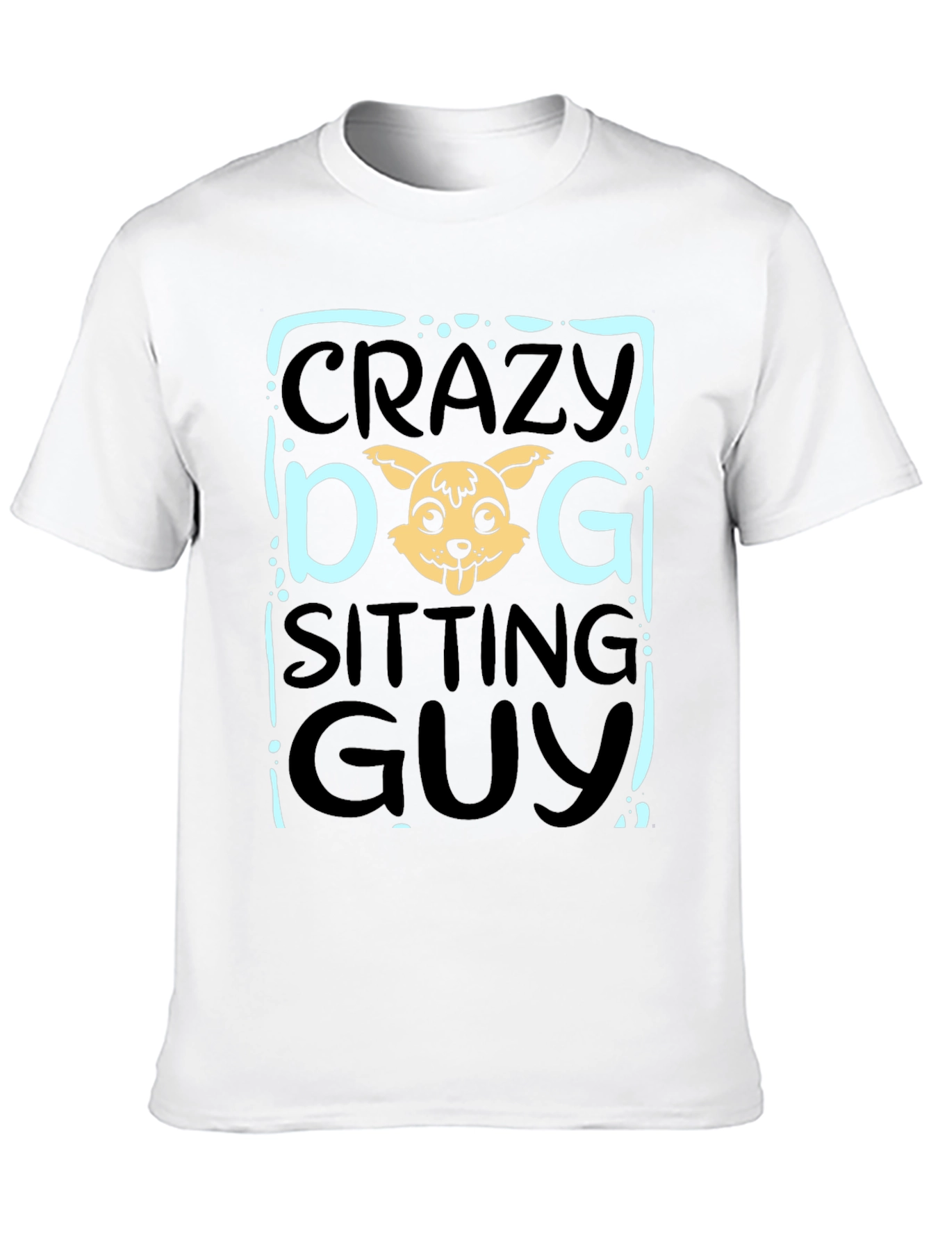 Crazy Dog Sitting Guy Black T-Shirt