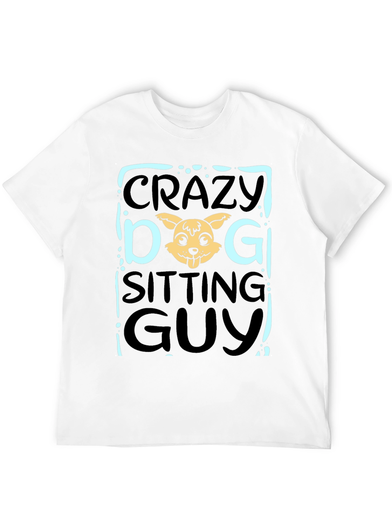 Crazy Dog Sitting Guy Black T-Shirt