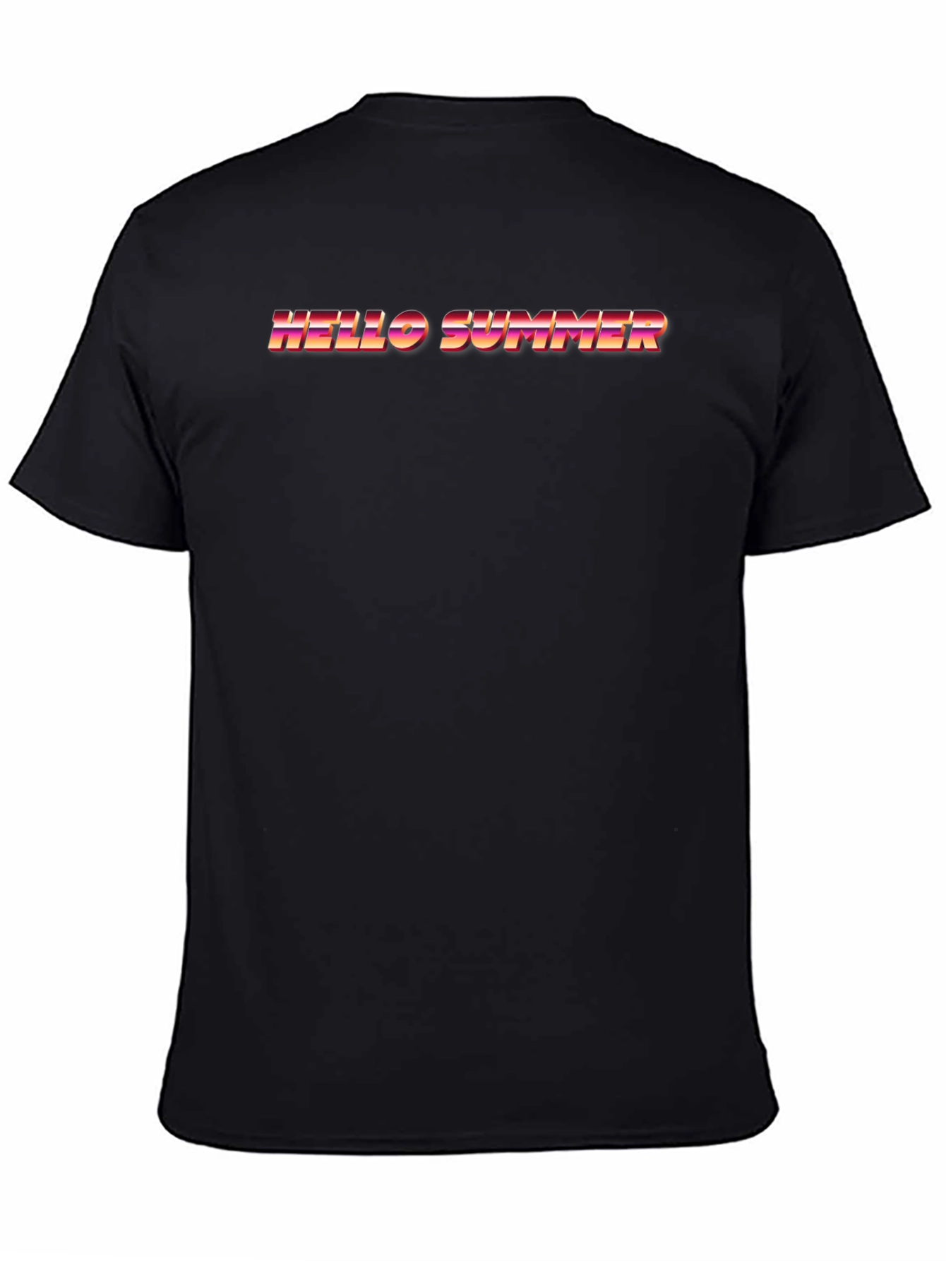 Hello Summer Retro Graphic Tee - Black Cotton T-Shirt