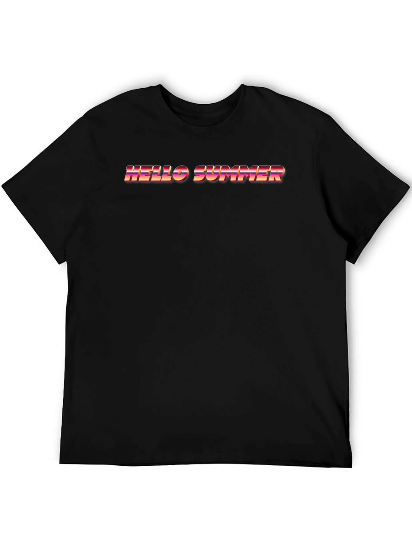 Hello Summer Retro Graphic Tee - Black Cotton T-Shirt