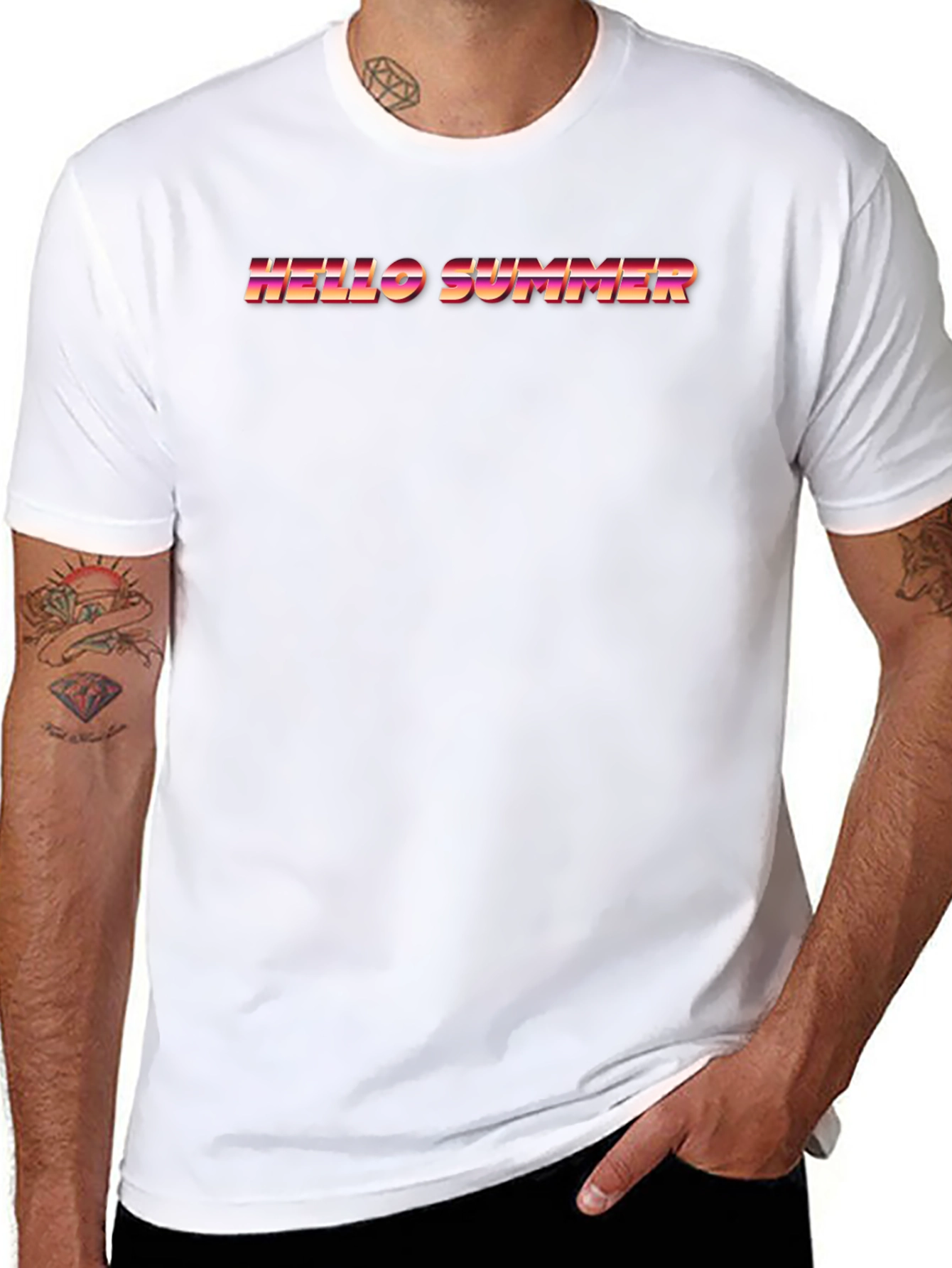 Hello Summer Retro Graphic Tee - Black Cotton T-Shirt