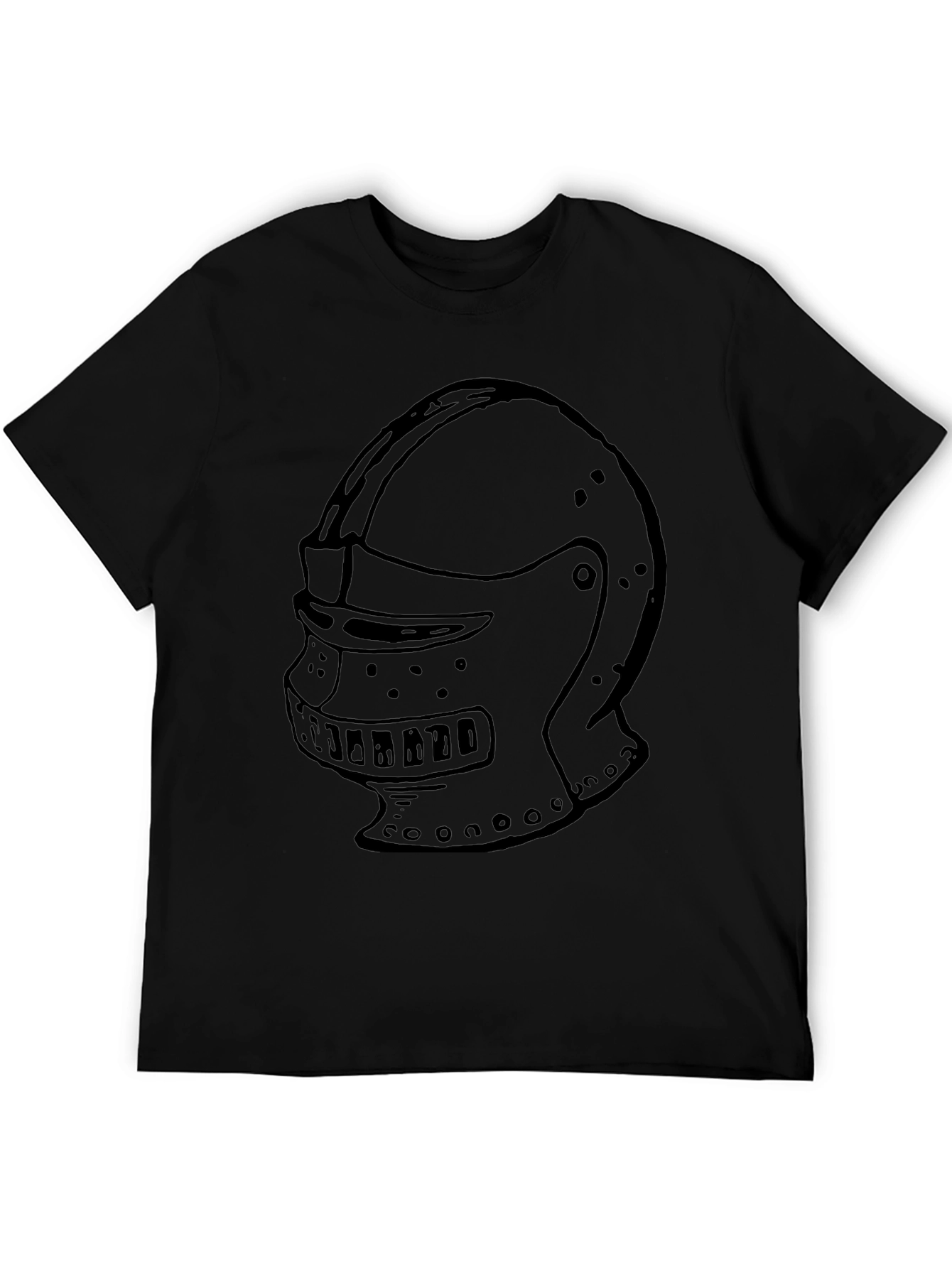 Knight Helmet Graphic Tee - Black Cotton Shirt