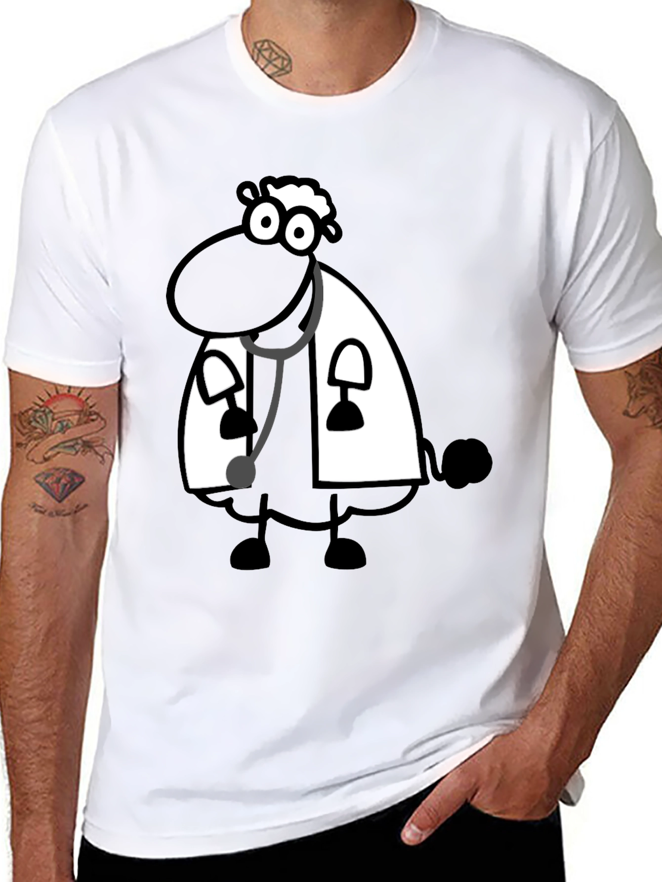 Black Sheep Doctor T-Shirt - Cartoon Style