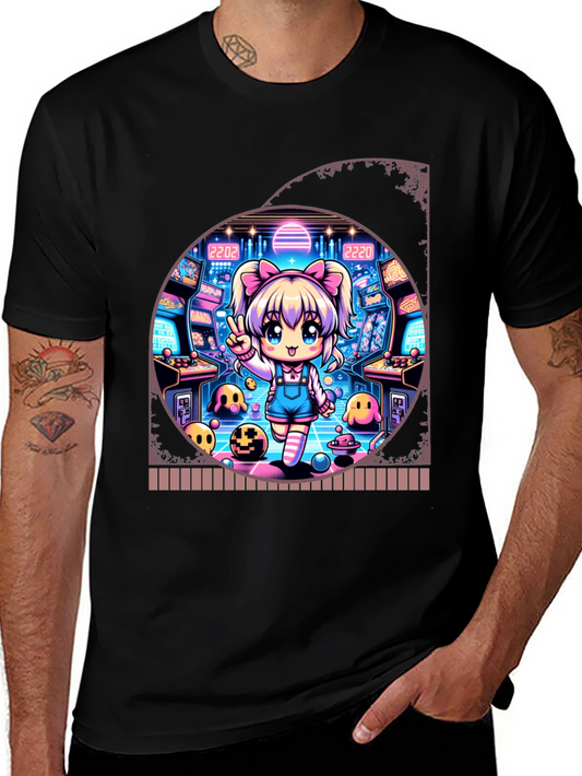 Retro Arcade Anime Graphic T-Shirt