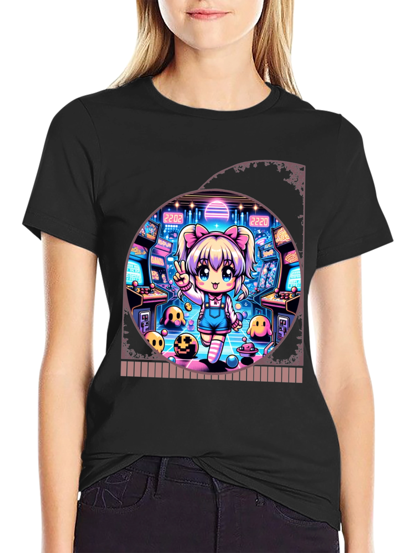 Retro Arcade Anime Graphic T-Shirt