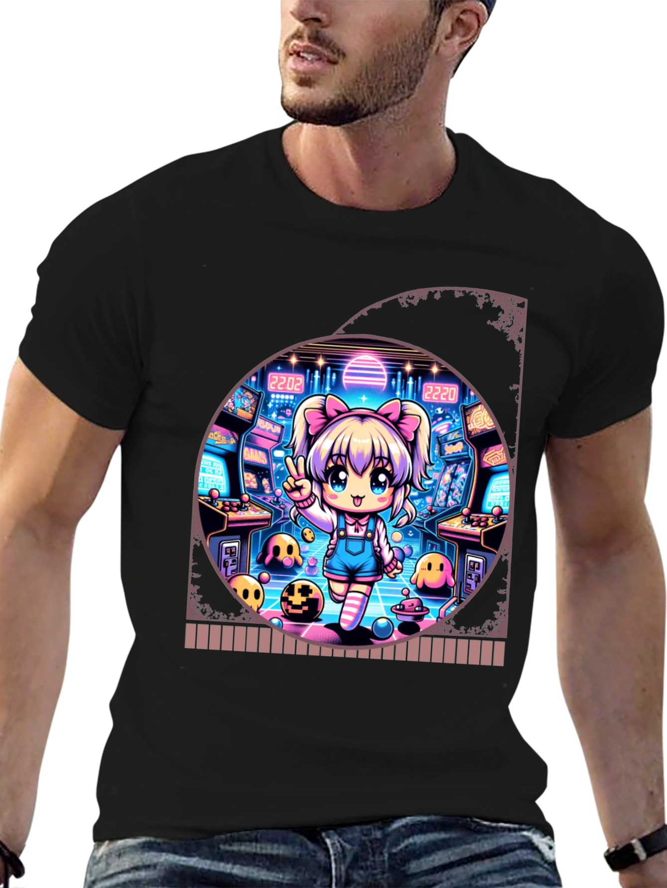 Retro Arcade Anime Graphic T-Shirt