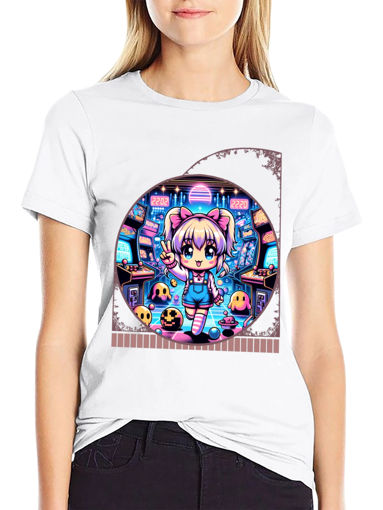 Retro Arcade Anime Graphic T-Shirt