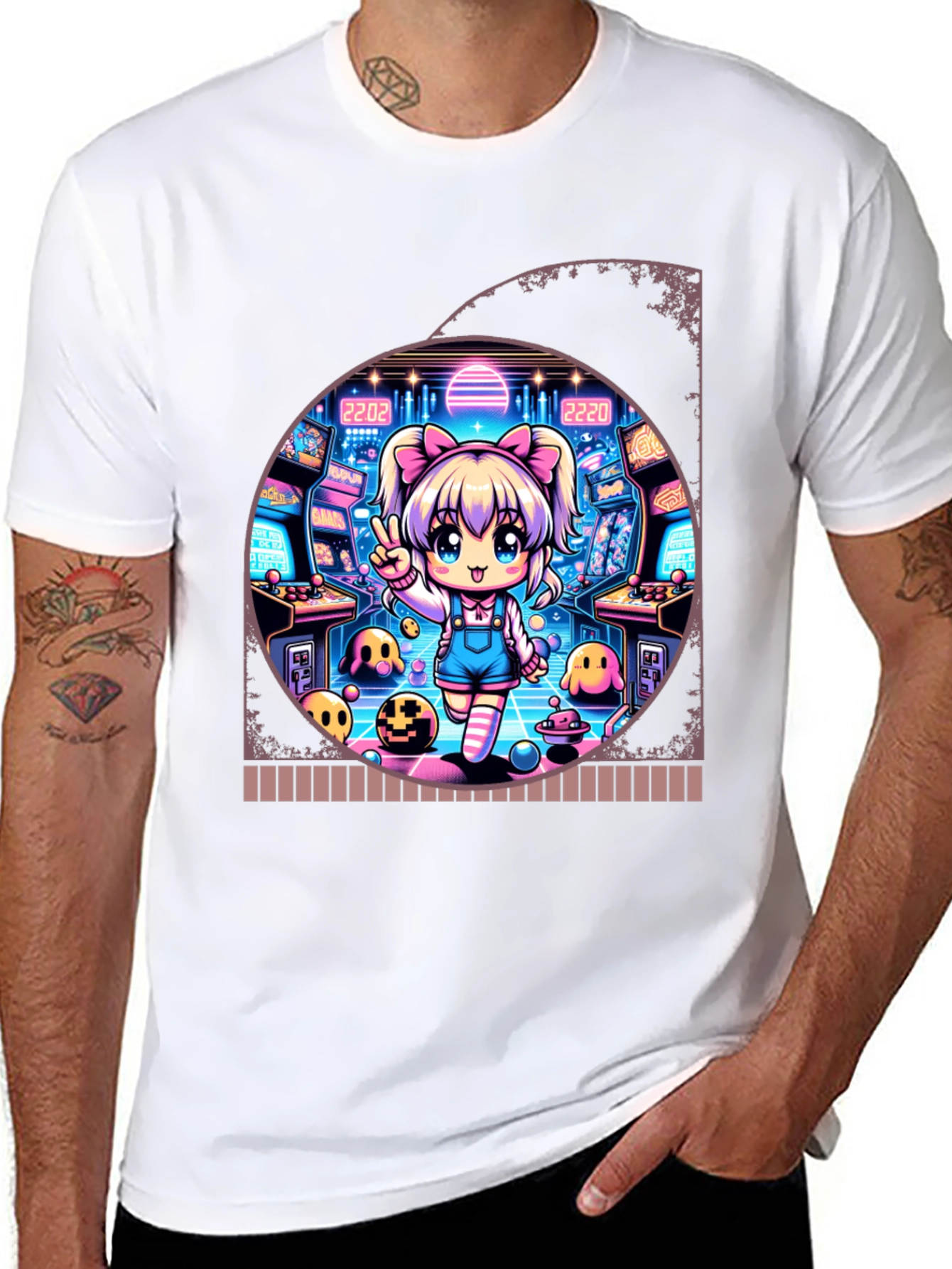Retro Arcade Anime Graphic T-Shirt