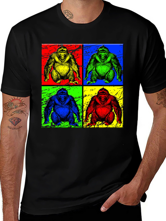 Pop Art Gorilla Graphic Tee - Colorful T-Shirt