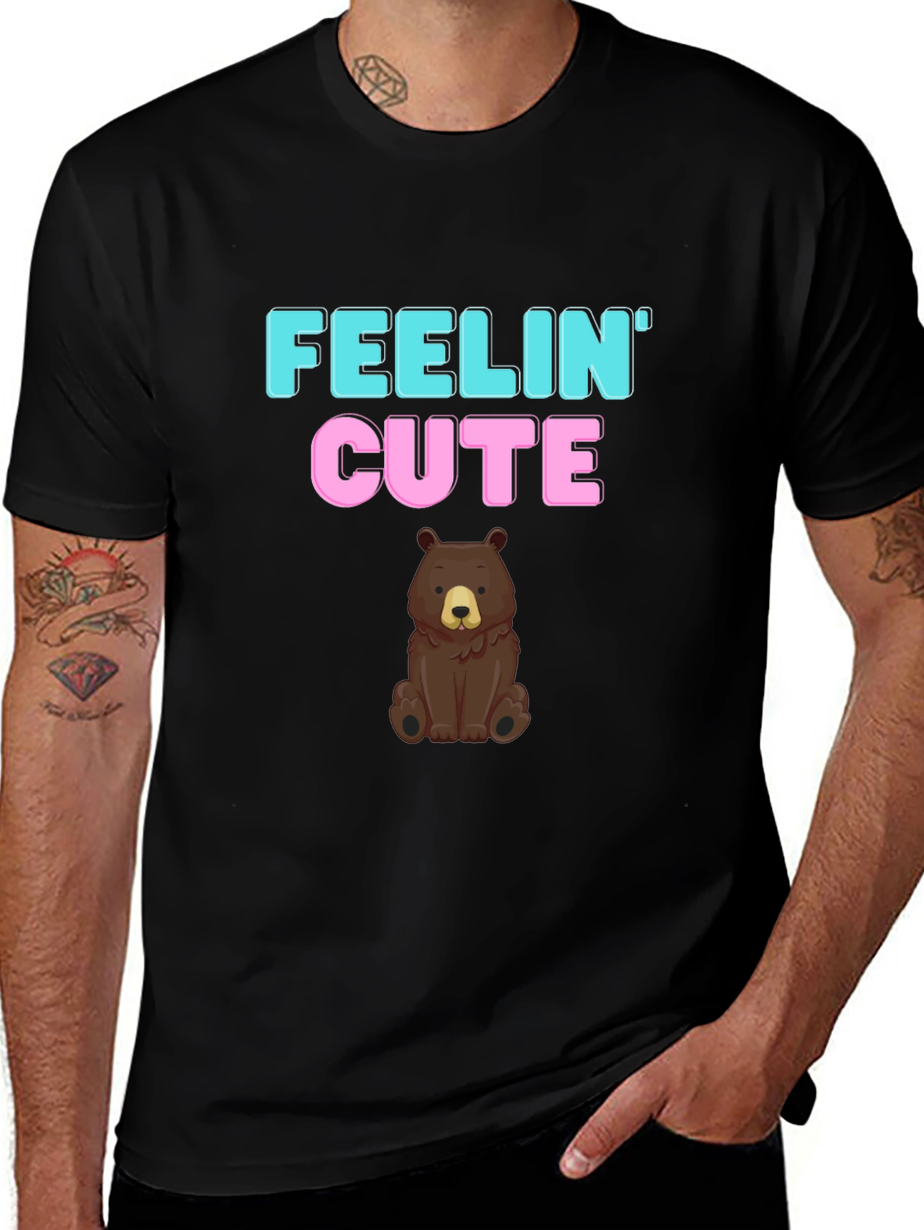 Feelin Cute Bear Graphic T-Shirt - Fun & Casual