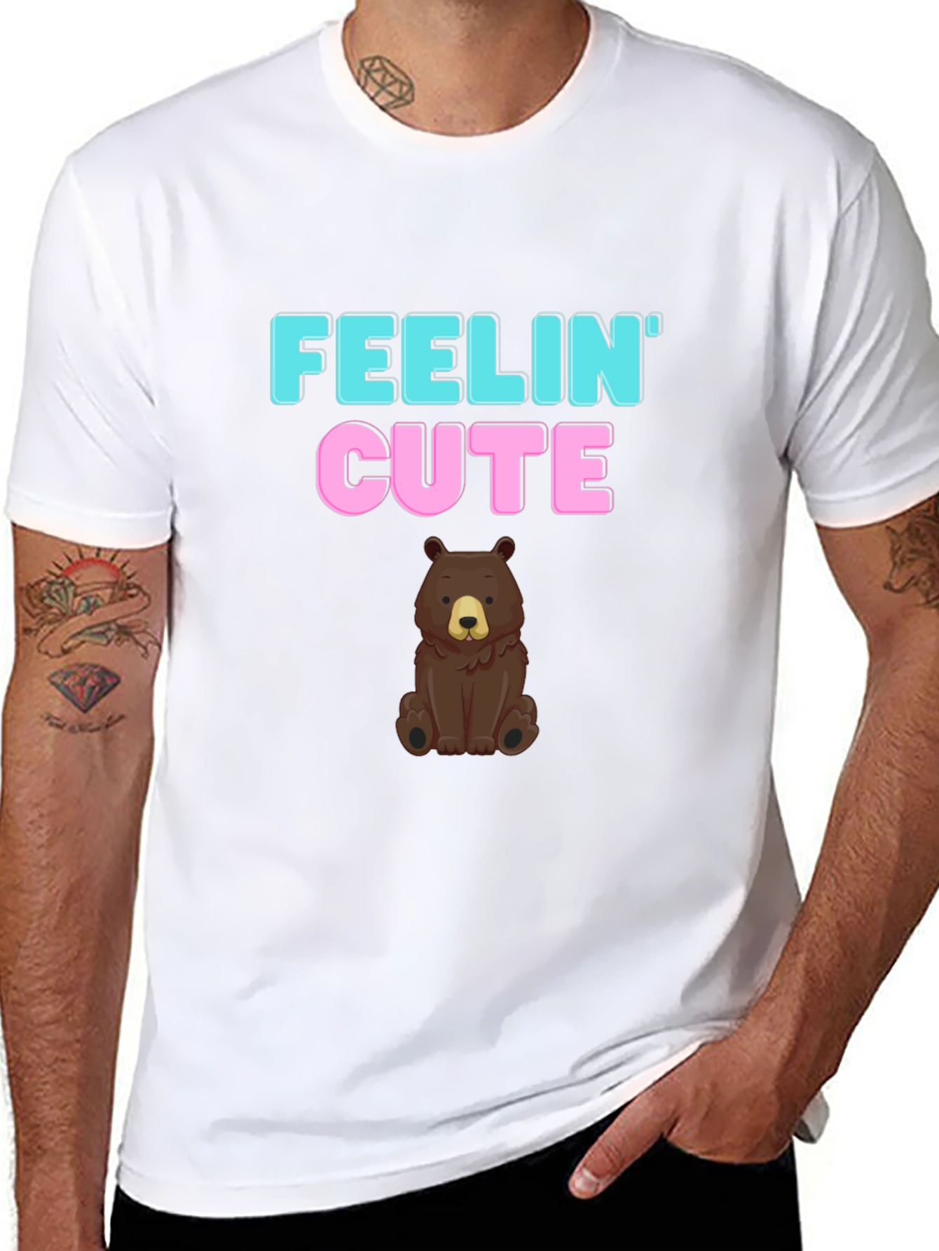 Feelin Cute Bear Graphic T-Shirt - Fun & Casual