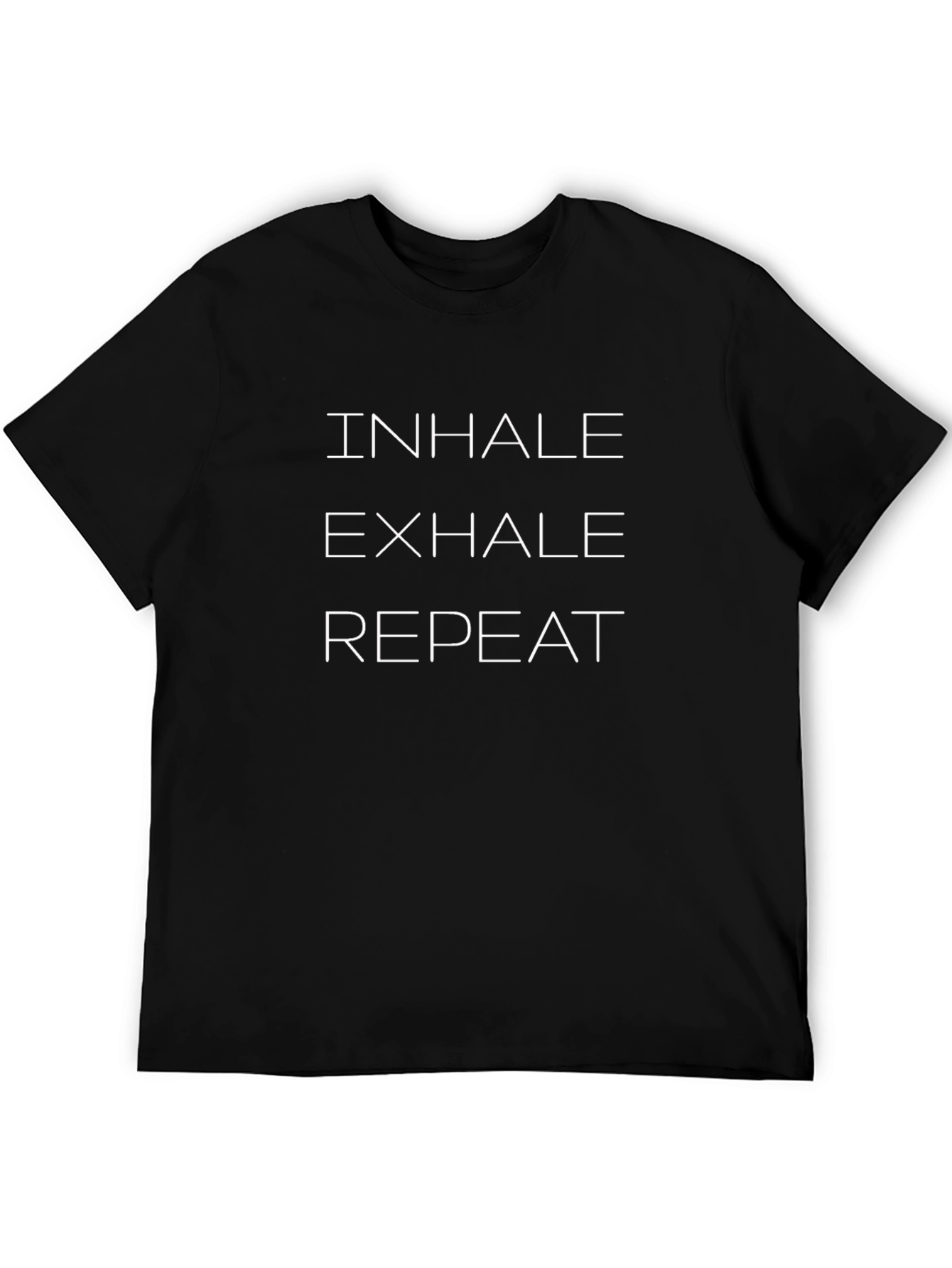 Inhale Exhale Repeat Graphic Tee - Black Cotton T-Shirt