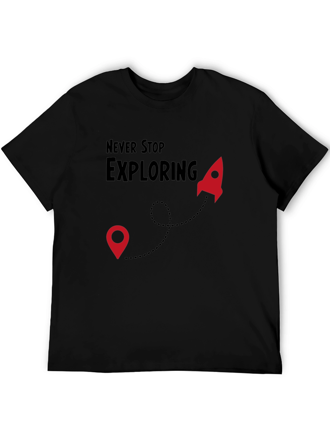 Never Stop Exploring Black T-Shirt