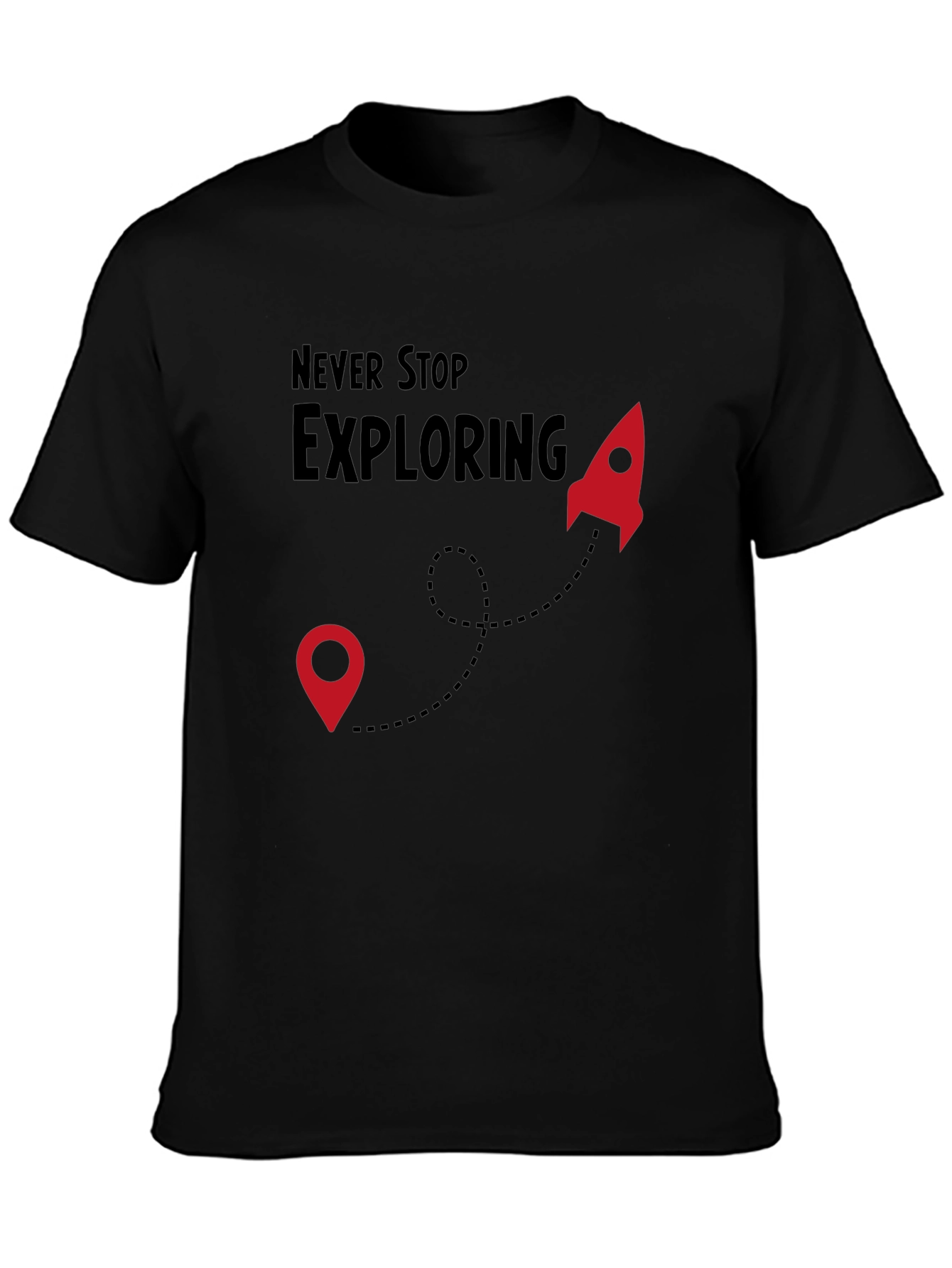 Never Stop Exploring Black T-Shirt